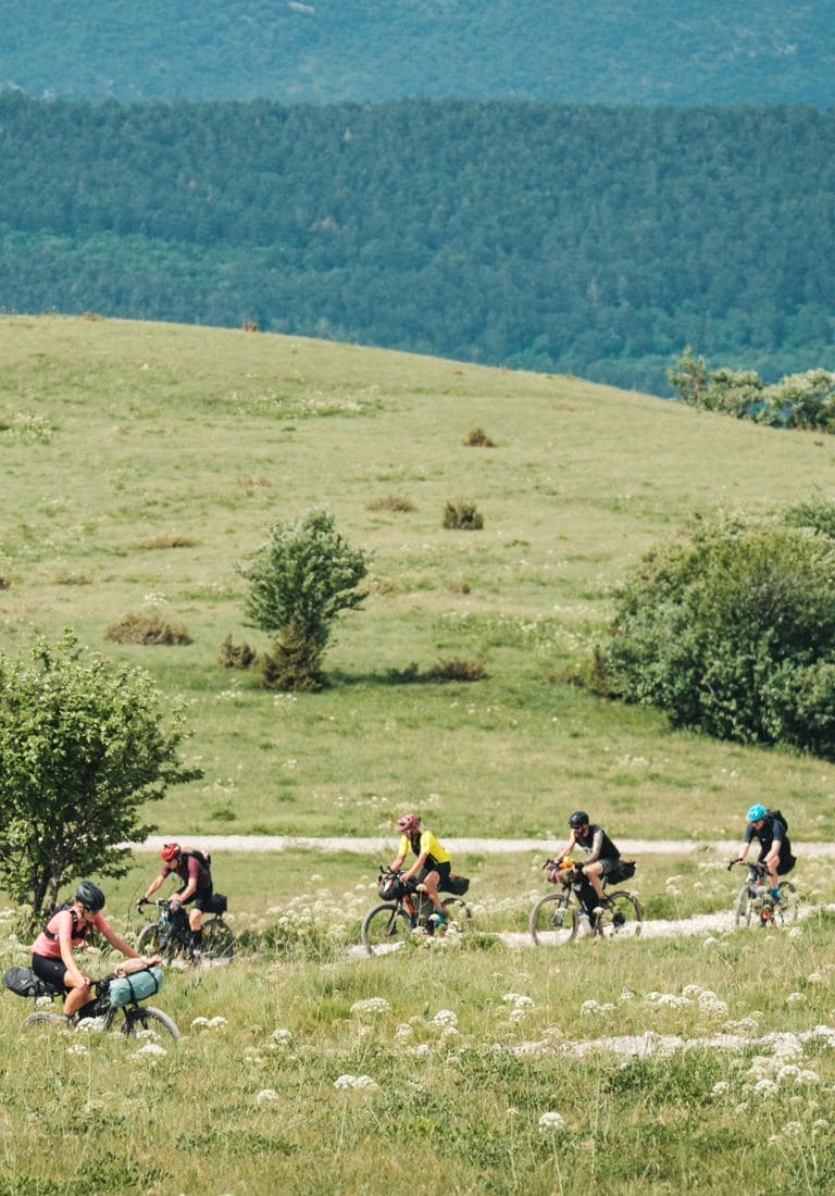 friends riding bikes