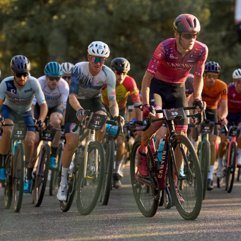 cyclists struggling in gravel race